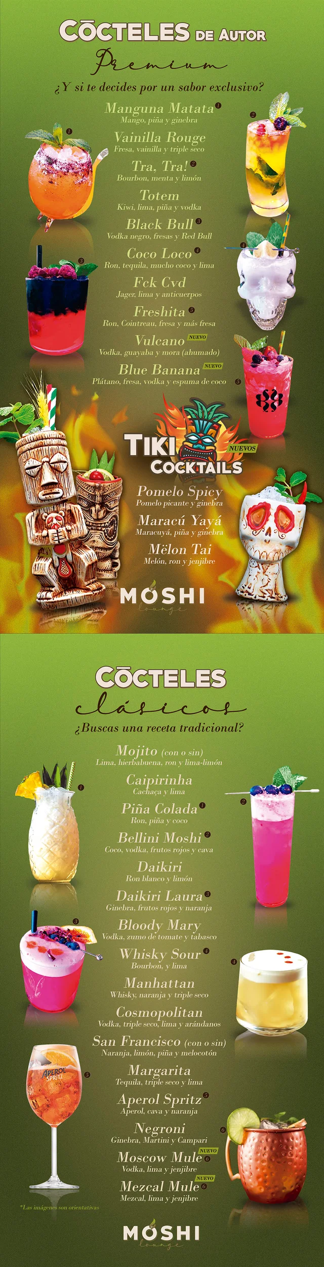 Carta de Cócteles de Moshi Lounge